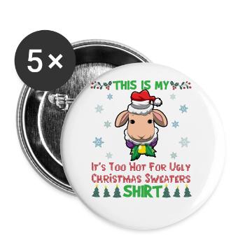 C’est mon pull de Noël C’est trop chaud pour un pull de Noël moche - Lot de 5 grands badges (56 mm) - blanc - Devant