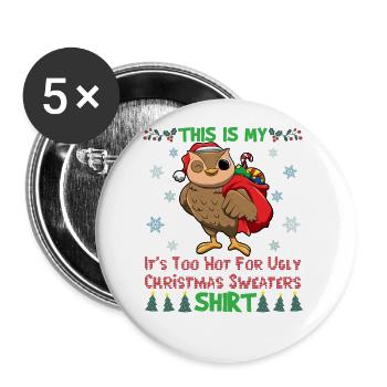 C’est mon pull de Noël C’est trop chaud pour un pull de Noël moche - Lot de 5 grands badges (56 mm) - blanc - Devant