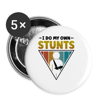 I do my own stunts - Buttons groß 56 mm (5er Pack) - Weiß - Vorne