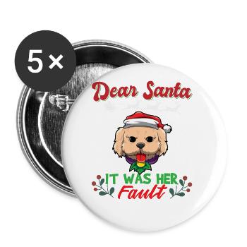 Dear Santa It Was Her Fault Siblings Matching Xmas - Buttons large 2.2''/56 mm (5-pack) - white - Front
