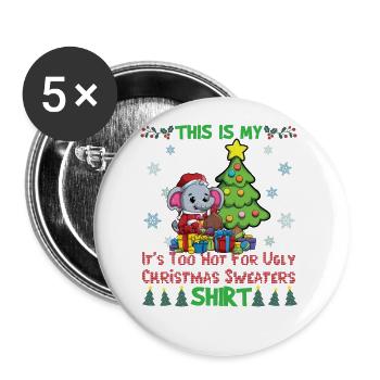 C’est mon pull de Noël C’est trop chaud pour un pull de Noël moche - Lot de 5 grands badges (56 mm) - blanc - Devant