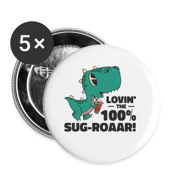 Cute Bubble Milktea Drink Fan Lover T-rex - Buttons large 2.2''/56 mm (5-pack) - white - Front