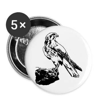 Falke Vogel sitzt auf Baum Cool Vogel Liebhaber Geschenk - Buttons groß 56 mm (5er Pack) - Weiß - Vorne