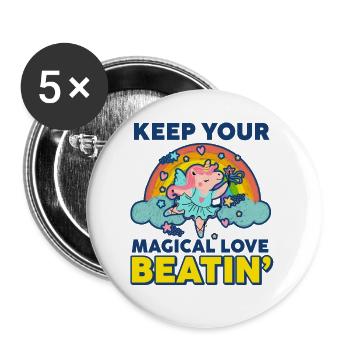 Rainbow Animal Singing jouant à Unicorn Lover - Lot de 5 grands badges (56 mm) - blanc - Devant