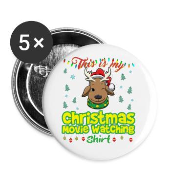 This Is My Christmas Movie Watching Shirt - Buttons large 2.2''/56 mm (5-pack) - white - Front