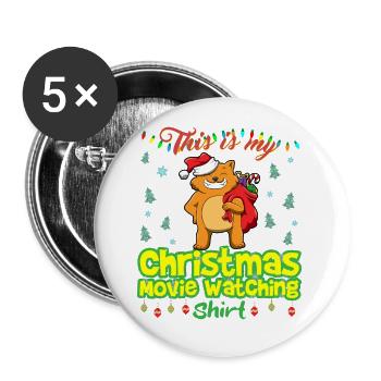 Ceci est ma chemise de film de Noël - Lot de 5 grands badges (56 mm) - blanc - Devant