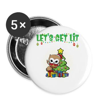 Let's Get Lit Advent Season Christmas Party X-Mas - Buttons large 2.2''/56 mm (5-pack) - white - Front