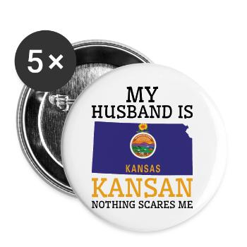 Nothing Scares Me Kansan Husband Kansas - Buttons large 2.2''/56 mm (5-pack) - white - Front