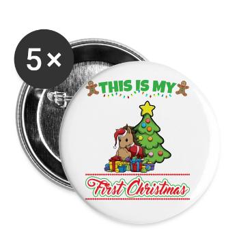 This Is My First Christmas Toddler One Year X-Mas - Buttons groß 56 mm (5er Pack) - Weiß - Vorne