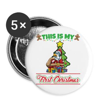 This Is My First Christmas Toddler One Year X-Mas - Buttons groß 56 mm (5er Pack) - Weiß - Vorne