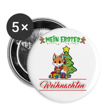 Mein Erstes Weihnachten Baby 1 Jahr Heilig Abend - Buttons groß 56 mm (5er Pack) - Weiß - Vorne