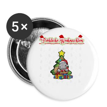 Fröhliche Weihnachten X-Mas Santa Heilig Abend - Buttons groß 56 mm (5er Pack) - Weiß - Vorne