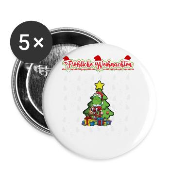 Fröhliche Weihnachten X-Mas Santa Heilig Abend - Buttons groß 56 mm (5er Pack) - Weiß - Vorne