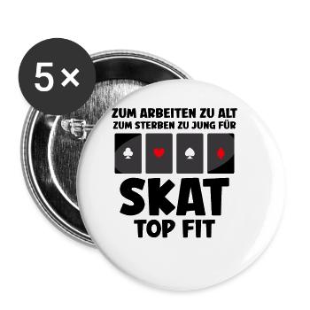 Zum arbeiten zu alt Skat top fit - Buttons groß 56 mm (5er Pack) - Weiß - Vorne