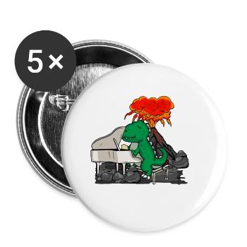 Klavier Geschenk Dinosaurier Geschenk Piano - Buttons groß 56 mm (5er Pack) - Weiß - Vorne