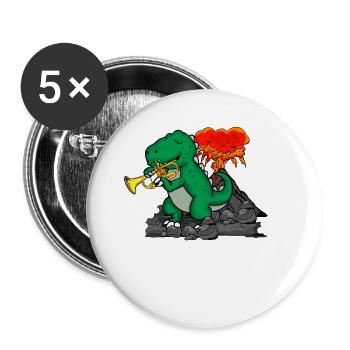 Dinosaurier Trompete Geschenk Jazz Musik Kinder - Buttons groß 56 mm (5er Pack) - Weiß - Vorne
