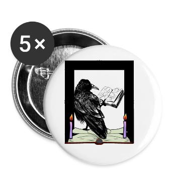 Raven Book Books Scholarly Learning Studying University - Buttons large 2.2''/56 mm (5-pack) - white - Front