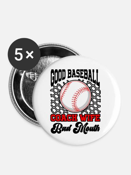 Baseball-Trainerin Ehefrau Berufstätige Mutter - Buttons groß 56 mm (5er Pack) - Weiß