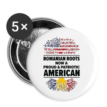 geboren rumänisch Rumänien amerikanisch USA - Buttons groß 56 mm (5er Pack) - Weiß - Vorne