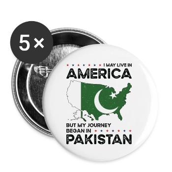 Geboren Pakistanisch Pakistanisch Amerikanisch - Buttons groß 56 mm (5er Pack) - Weiß - Vorne