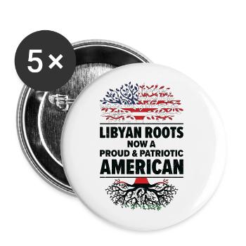 Geboren in Libyen Libyen Amerikaner USA - Buttons groß 56 mm (5er Pack) - Weiß - Vorne
