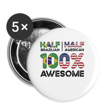 Geboren brasilianisch Brasilien amerikanisch USA - Buttons groß 56 mm (5er Pack) - Weiß - Vorne