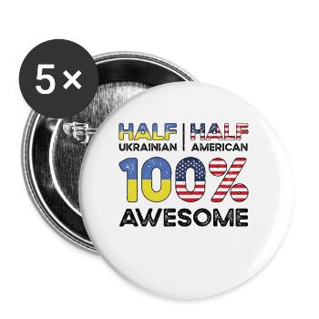 Geboren Ukrainisch Ukraine Amerikanisch USA - Buttons groß 56 mm (5er Pack) - Weiß - Vorne