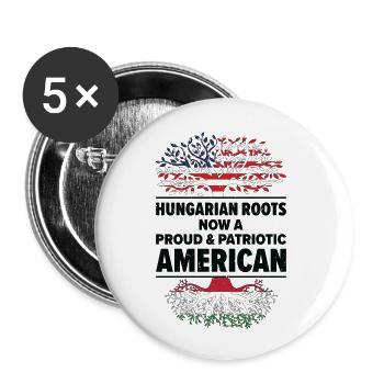 Geboren Ungarn Ungarn Amerikaner USA - Buttons groß 56 mm (5er Pack) - Weiß - Vorne