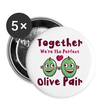 Saint-Valentin Olive Couples Rencontres Romance - Lot de 5 grands badges (56 mm) - blanc - Devant