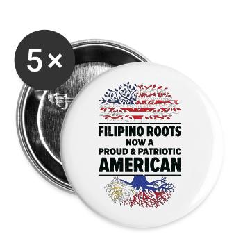 Geboren Filipino Philippinen Amerikaner USA - Buttons groß 56 mm (5er Pack) - Weiß - Vorne