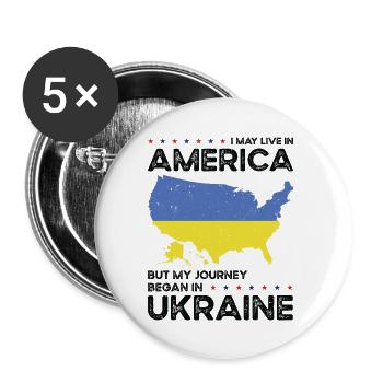 Born Ukrainian Ukraine American USA Citizenship - Buttons large 2.2''/56 mm (5-pack) - white - Front