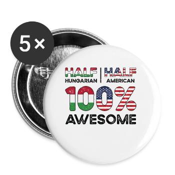 Born Hungarian Hungary American USA Citizenship - Buttons large 2.2''/56 mm (5-pack) - white - Front