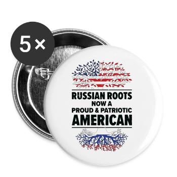 Geboren Russisch Russland Amerikanisch USA - Buttons groß 56 mm (5er Pack) - Weiß - Vorne