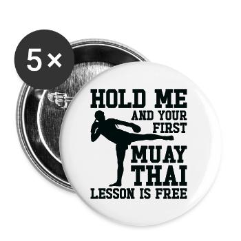 Muay Thai Coach Kickboxing Instructor Martial Arts - Buttons large 2.2''/56 mm (5-pack) - white - Front