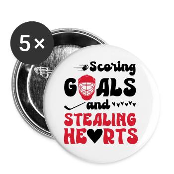 Valentine's Day Ice Hockey Sports Couples Dating - Buttons large 2.2''/56 mm (5-pack) - white - Front