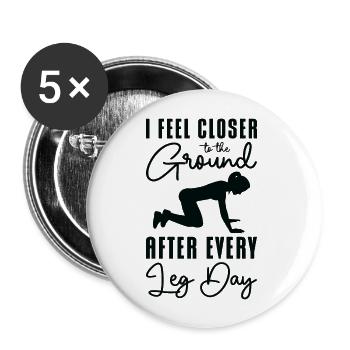Muscles endoloris Haltérophilie Leg Day Fitness Workout - Lot de 5 grands badges (56 mm) - blanc - Devant