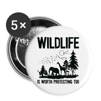 World Wildlife Day Animal Protection Wildlife - Buttons large 2.2''/56 mm (5-pack) - white - Front
