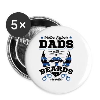 Polizei Polizist Polizeibeamte - Buttons groß 56 mm (5er Pack) - Weiß - Vorne