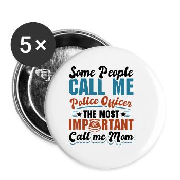 Polizei Polizist Polizeibeamte - Buttons groß 56 mm (5er Pack) - Weiß - Vorne
