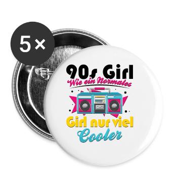 90s Girl Wie ein normales Girl - Buttons groß 56 mm (5er Pack) - Weiß - Vorne