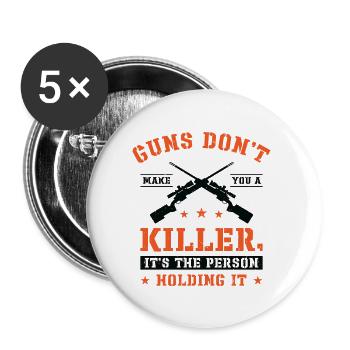 Guns Pistol Lover Gun Owner Shooting - Buttons large 2.2''/56 mm (5-pack) - white - Front
