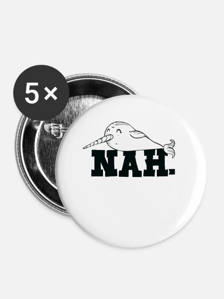 Zögernder Narwal Liebhaber Wassertiere Narwal - Buttons groß 56 mm (5er Pack) - Weiß