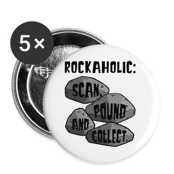 Roches, géologie, collectionneurs de roches, chasseurs de géodes - Lot de 5 grands badges (56 mm) - blanc - Devant