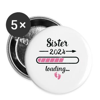 Sis 2024 Chargement Grossesse Sis Naissance - Lot de 5 grands badges (56 mm) - blanc - Devant