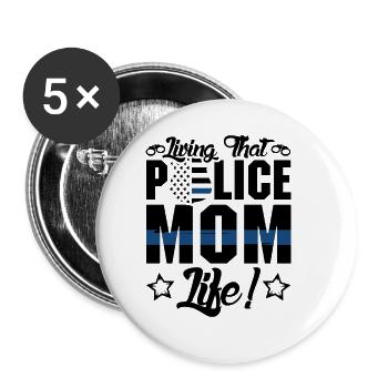 Polizei Polizist Polizeibeamte - Buttons groß 56 mm (5er Pack) - Weiß - Vorne
