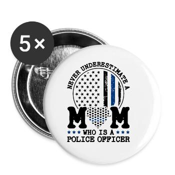 Polizei Polizist Polizeibeamte - Buttons groß 56 mm (5er Pack) - Weiß - Vorne