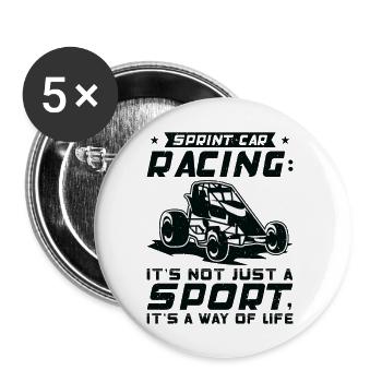 Sprint Car Dirt Track Racing - Buttons groß 56 mm (5er Pack) - Weiß - Vorne