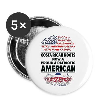 Né à Costa Rica, Costa Rica, Américain, États-Unis - Lot de 5 grands badges (56 mm) - blanc - Devant