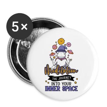 Le champignon spatial médite la science du système solaire - Lot de 5 grands badges (56 mm) - blanc - Devant