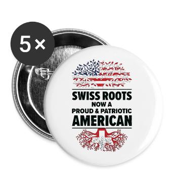 Geboren Schweiz Schweiz Amerikanisch USA - Buttons groß 56 mm (5er Pack) - Weiß - Vorne
